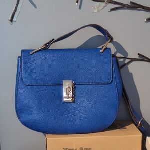 Blue Leather Shoulder Bag (Looks Like The Chloe Drew Bag)